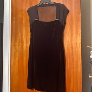 Black velvet midi dress